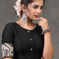Beautiful Black Cotton Silk Blouse with Elegant Madhubani Patch on Back and Sleeves