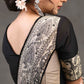 Beautiful Black Cotton Silk Blouse with Elegant Madhubani Patch on Back and Sleeves