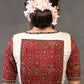 Exclusive Off White Cotton Ajrakh Combination Blouse with Patchwork on Back