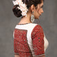 Exclusive Off White Cotton Ajrakh Combination Blouse with Patchwork on Back