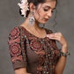 Exclusive Black Floral Ajrakh and Stripe Combination Blouse
