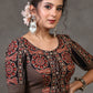 Exclusive Black Floral Ajrakh and Stripe Combination Blouse