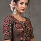 Exclusive Black Floral Ajrakh and Stripe Combination Blouse