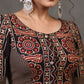 Exclusive Black Floral Ajrakh and Stripe Combination Blouse