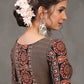 Exclusive Black Floral Ajrakh and Stripe Combination Blouse