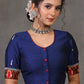 Exclusive Royal Blue Kala Ghoda Embroidered Blouse with Ikat Combination