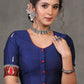 Exclusive Royal Blue Kala Ghoda Embroidered Blouse with Ikat Combination