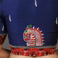 Exclusive Royal Blue Kala Ghoda Embroidered Blouse with Ikat Combination
