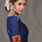 Exclusive Royal Blue Kala Ghoda Embroidered Blouse with Ikat Combination