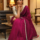 Graceful magenta Cotton saree with elegant Benarasi border