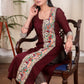 Striking Straight Cut Wine Colour Kurta With Hand Painted Madhubani Panel