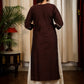 Straight Cut Coffee Brown Cotton Silk Kurta with Elegant Embroidery work