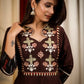 Straight Cut Coffee Brown Cotton Silk Kurta with Elegant Embroidery work
