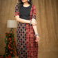Elegant Black & Maroon cotton Ajrakh kurta with pintucks on yoke