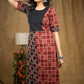 Elegant Black & Maroon cotton Ajrakh kurta with pintucks on yoke