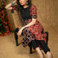 Elegant Black & Maroon cotton Ajrakh kurta with pintucks on yoke