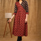 Trendy Maroon & Black Tulip Print Cotton Ajrakh A line kurta