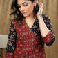 Trendy Maroon & Black Tulip Print Cotton Ajrakh A line kurta