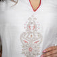 Straight Cut White Cotton silk kurta with stone embedded Handwork .