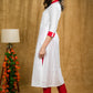 Straight Cut White Cotton silk kurta with stone embedded Handwork .