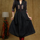 Exclusive Black cotton kurta with Ajrakh sleeves & Ambi embroidery on yoke.