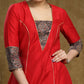 Trendy Red Cotton silk princess cut kurta with Ajrakh Detaling