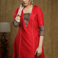 Trendy Red Cotton silk princess cut kurta with Ajrakh Detaling