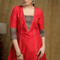 Trendy Red Cotton silk princess cut kurta with Ajrakh Detaling