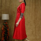 Trendy Red Cotton silk princess cut kurta with Ajrakh Detaling