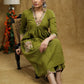 Breezy Mehendi green cotton kurti with floral print detaling & pocket