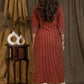 Elegant V Neckline Cotton Ajrakh Combination Straight Cut Kurta with Wooden Buttons - Pant Optional