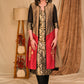 Elegant Black Brocade Kurta with Embroidered Gold and Magenta Cotton Silk Jacket - Pant Optional