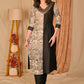 Exclusive Black Cotton Silk and Madhubani Print Combination Kurta with Hand Embroidery on Neckline and Sleeves - Pant Optional