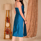 Beautiful Beige Cotton Silk Embroidered Jacket with Blue Cotton Silk Inner Set - Beige Palazzo Optional