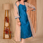 Beautiful Beige Cotton Silk Embroidered Jacket with Blue Cotton Silk Inner Set - Beige Palazzo Optional