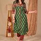 Trendy Emerald Green Combination Cotton Ikat Kurta with Embroidered Collars and Sleeves - Pant Optional