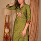 Exclusive Pure Cotton Straight Cut Kurta with Hand painted Madhubani Embroidered Applique - Pant Optional