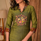 Exclusive Pure Cotton Straight Cut Kurta with Hand painted Madhubani Embroidered Applique - Pant Optional