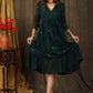 Beautiful bottle green gathered dress with minimal hand embroidery and georgette hemline