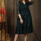 Beautiful bottle green gathered dress with minimal hand embroidery and georgette hemline