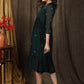 Beautiful bottle green gathered dress with minimal hand embroidery and georgette hemline