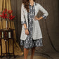 Smart casual grey ikat attached jacket dress