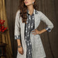 Smart casual grey ikat attached jacket dress