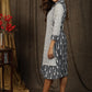 Smart casual grey ikat attached jacket dress