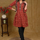 A Line Cotton Ajrakh Tunic with Contrast Ajrakh Border