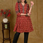 A Line Cotton Ajrakh Tunic with Contrast Ajrakh Border