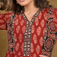 A Line Cotton Ajrakh Tunic with Contrast Ajrakh Border