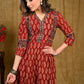 A Line Cotton Ajrakh Tunic with Contrast Ajrakh Border