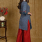 Elegant Line Indigo Tunic with Ajrakh Border on Hemline