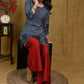 Elegant Line Indigo Tunic with Ajrakh Border on Hemline